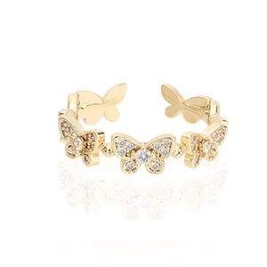 Vintage Havana women's Butterfly Margaret ring in 18k Gold Plated- size One Size